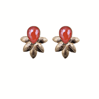 Pendientes hojas lágrima naranja