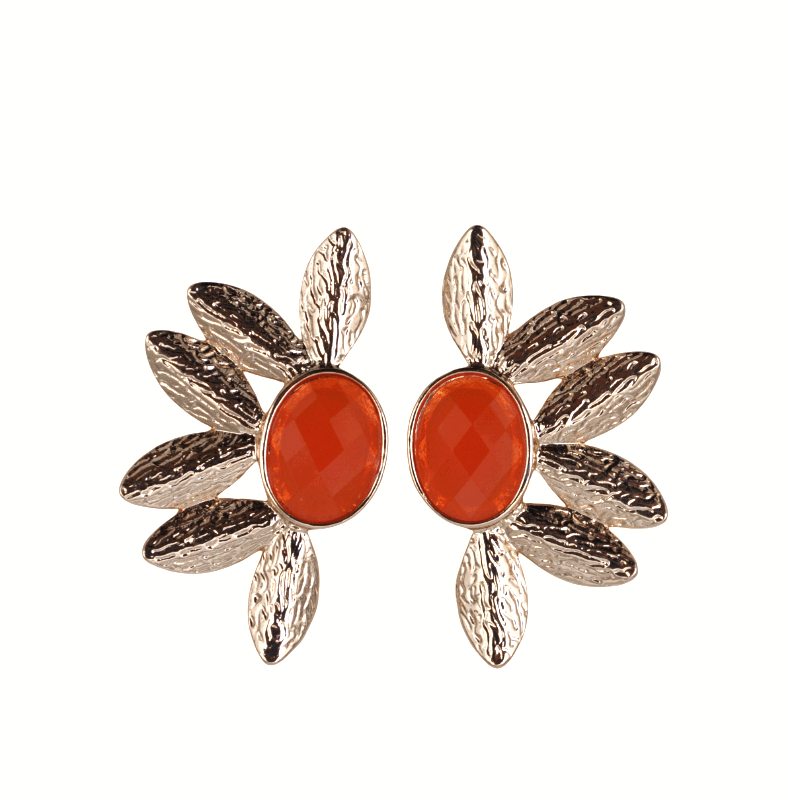 Pendientes naranjas y dorados