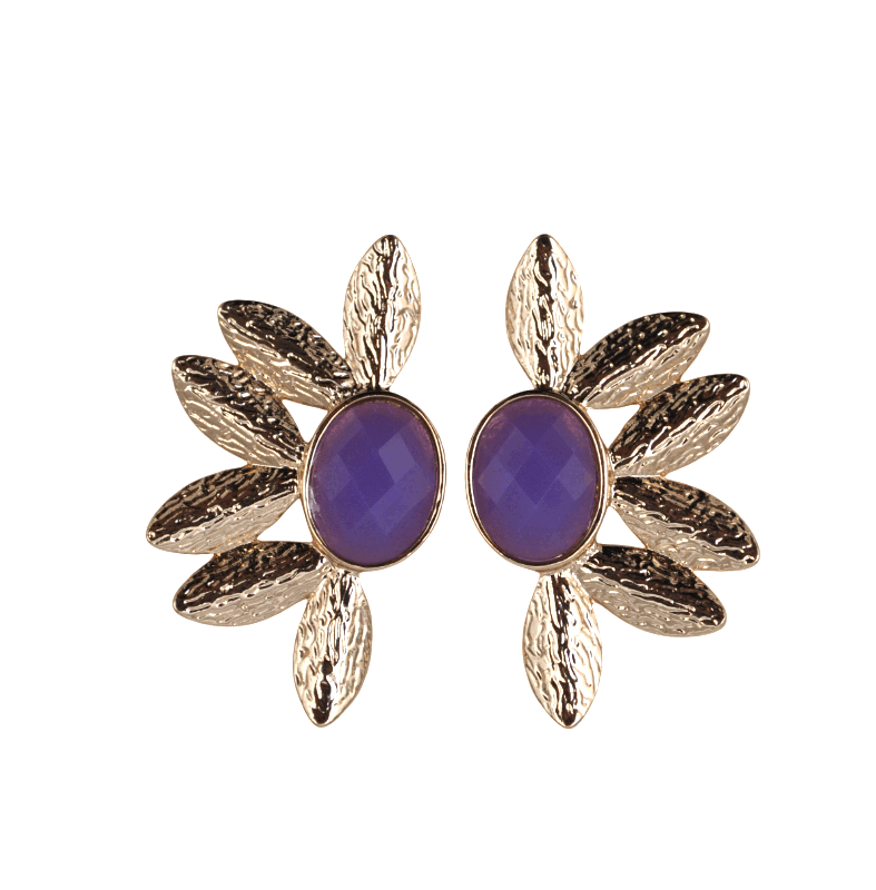 Pendientes morados y dorados
