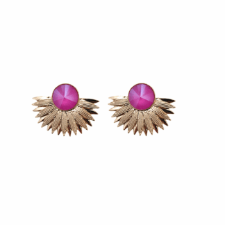 Pendientes dorados cristal rosa