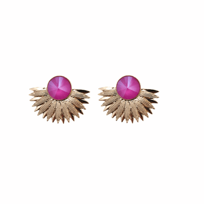 Pendientes dorados cristal rosa