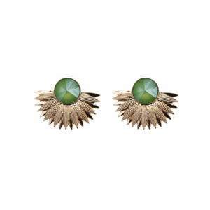 Pendientes dorados cristal verde