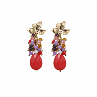 Pendientes multi lágrima coral