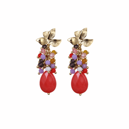 Pendientes multi lágrima coral