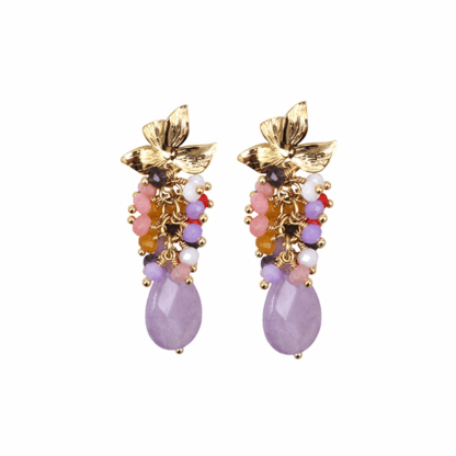 Pendientes multi lágrima violeta
