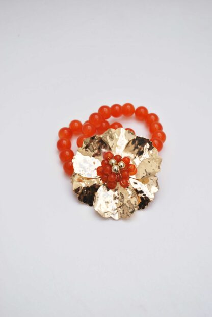 Brazalete naranja flor dorada - Imagen 2