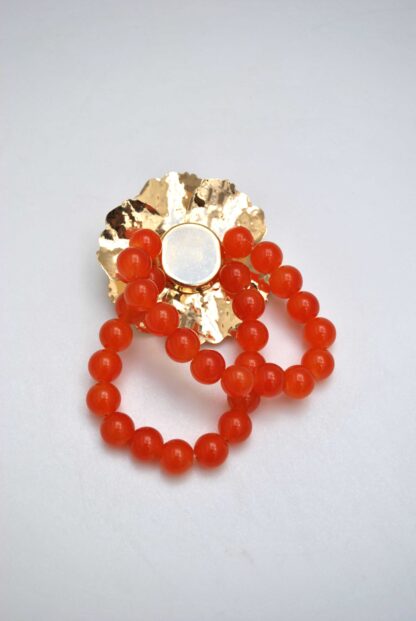 Brazalete naranja flor dorada - Imagen 3