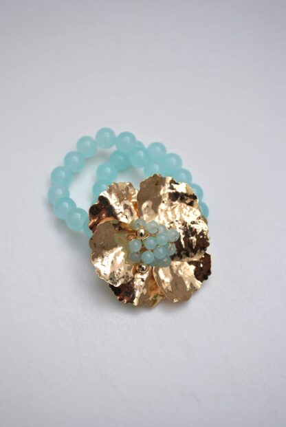 Brazalete azul flor dorada - Imagen 2