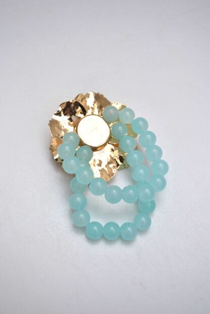 Brazalete azul flor dorada - Imagen 3