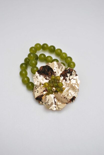 Brazalete verde flor dorada - Imagen 2