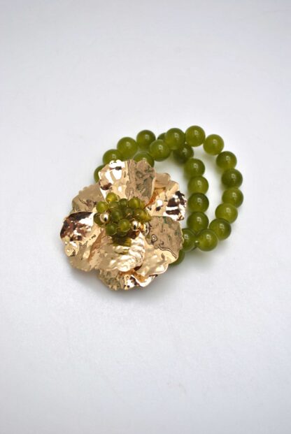 Brazalete verde flor dorada