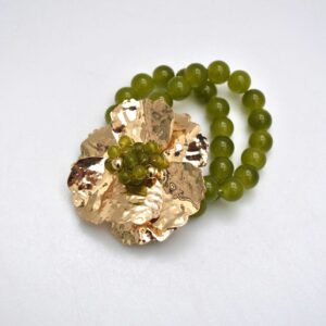 Brazalete verde flor dorada