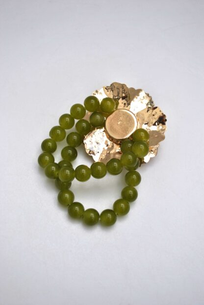 Brazalete verde flor dorada - Imagen 3