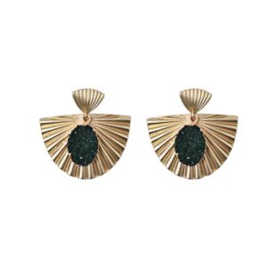 Pendientes dorados piedra verde