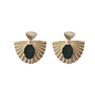 Pendientes dorados piedra verde