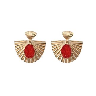 Pendientes dorados piedra roja