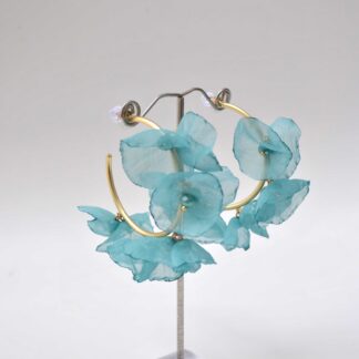 Aros flores aguamarina