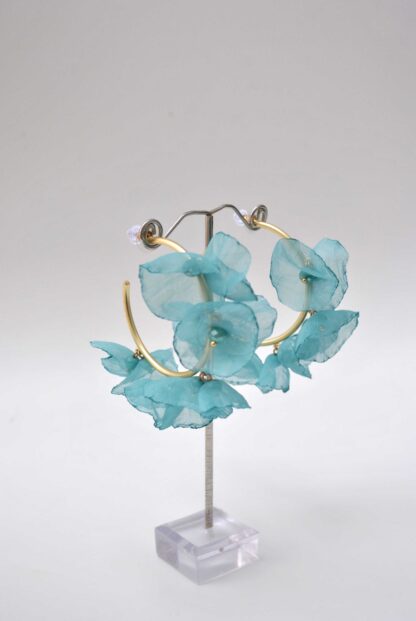 Aros flores aguamarina