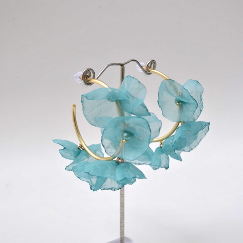 Aros flores aguamarina