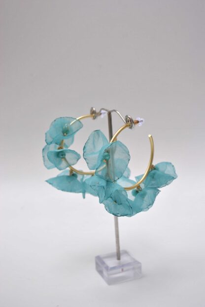 Aros flores aguamarina - Imagen 3