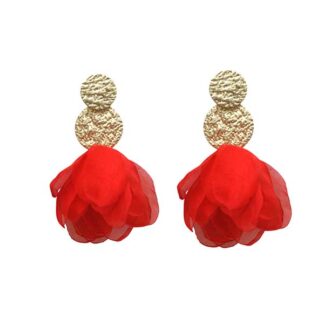Pendientes rojos y dorados