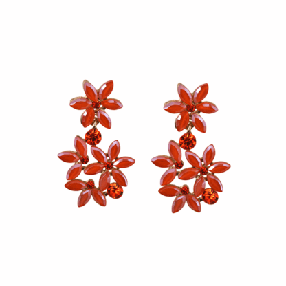 Pendientes naranjas flores