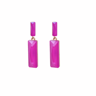 Pendientes fucsias rectangulares