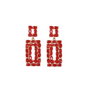Pendientes rojos rectangulares
