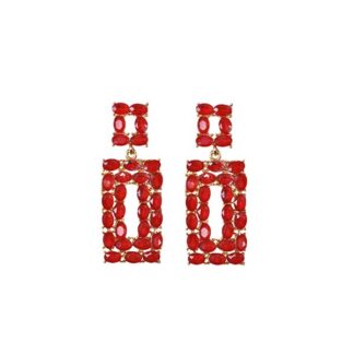 Pendientes rojos rectangulares