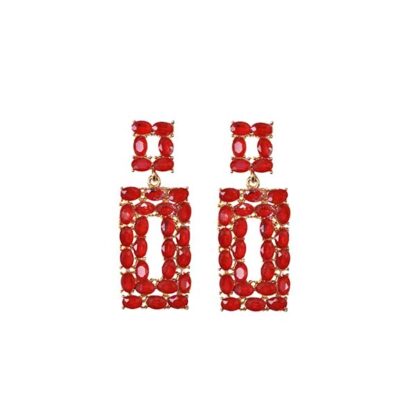 Pendientes rojos rectangulares