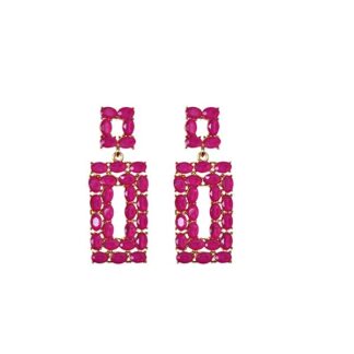 Pendientes fucsias rectangulares