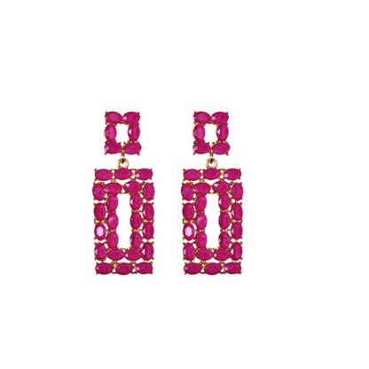 Pendientes fucsias rectangulares