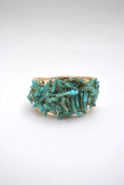 Brazalete dorado y turquesa