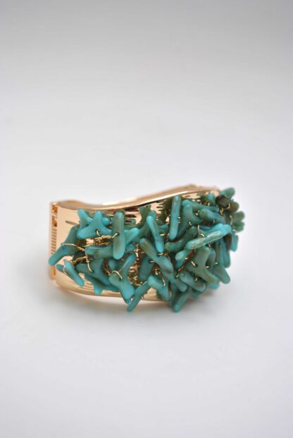 Brazalete dorado y turquesa - Imagen 2