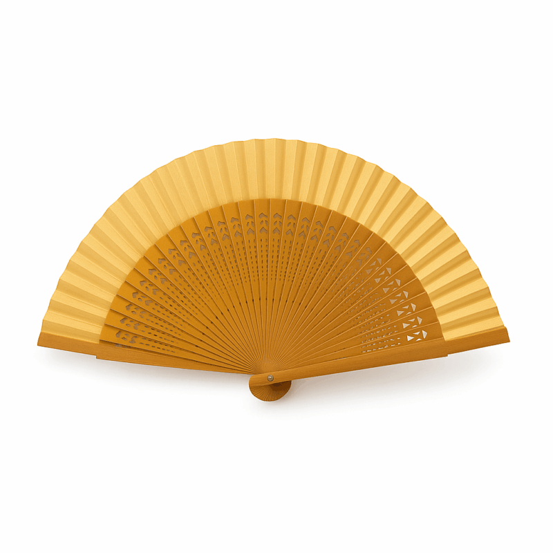 Abanico madera marrón y beige