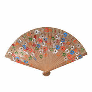 Abanico marrón pintado a mano