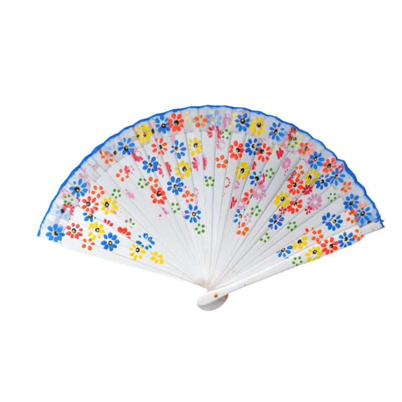 Abanico blanco pintado a mano