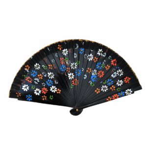 Abanico negro pintado a mano