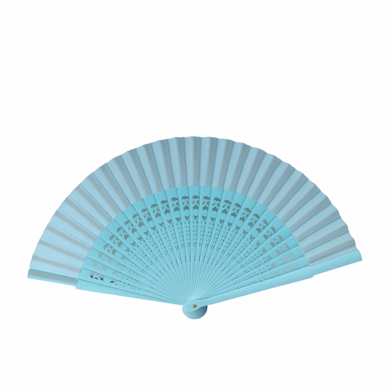 Abanico madera azul celeste