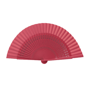 Abanico madera rosa coral