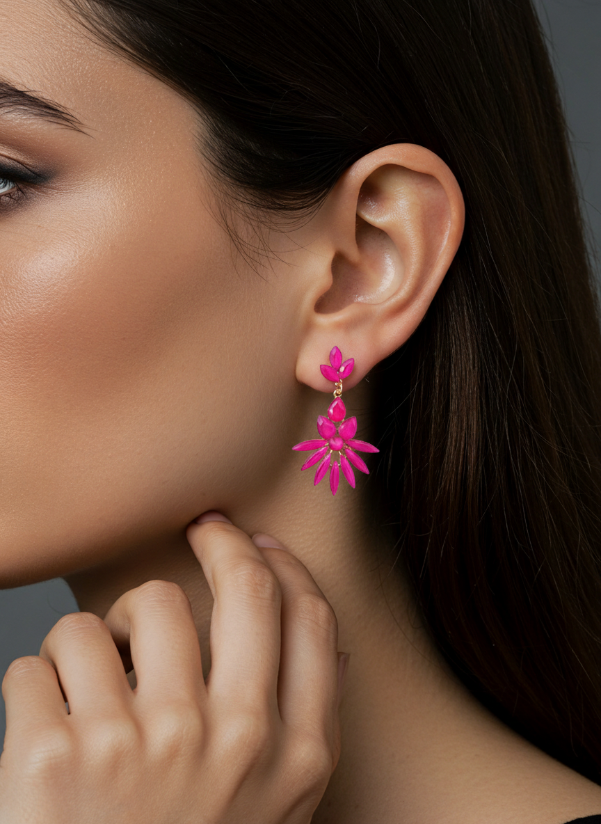 Pendientes fucsias largos - Imagen 2