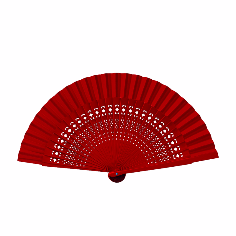 Abanico madera rojo