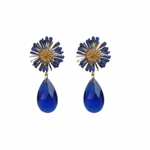 Pendientes flor azul y lágrima