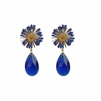 Pendientes flor azul y lágrima