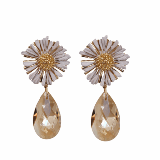 Pendientes dorados flor y lágrima