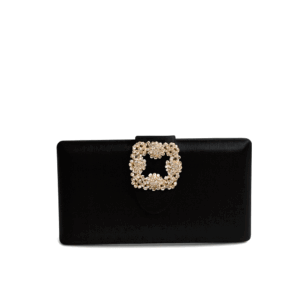 Bolso clutch negro broche joya