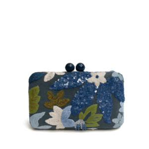 Bolso clutch azul bordado