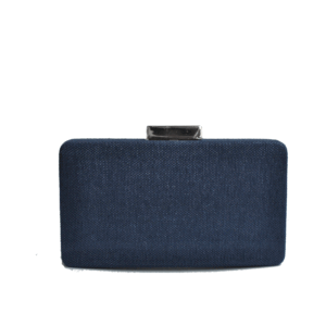 Clutch cajita azul marino y plata
