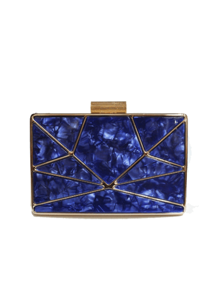 Clutch nácar azul molduras