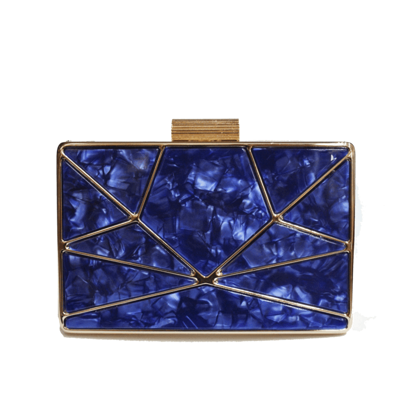Clutch nácar azul molduras